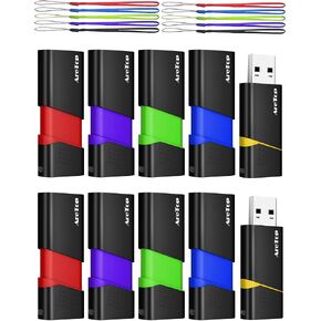 8GB USB Flash Drive 5 Pack, AreTop FAT32 USB 2.0 Thumb Drives | Slide Retractable USB Drives 8GB 5 Pack Memory Sticks for Data Storage (Mixed Color:Yellow,Red,Blue,Green,Purple) in Saudi Arabia
