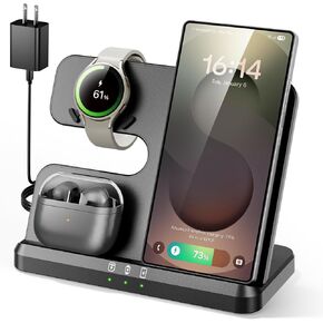 3 in 1 Charging Station for Samsung, Wireless Charger Stand for Galaxy S26/S25/S24/S23/Z Fold, Phone and Watch Charger for Samsung Watch Galaxy 8/7/6/5, Galaxy Buds 3/2/Pro in Saudi Arabia