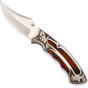 Pocket Knife Folding Knife stainless steel blade + handle (stainless steel and colored wood) for Hunting, Camping, Fishing, Hiking, Outdoor Activities Home Improvement in Kuwait
