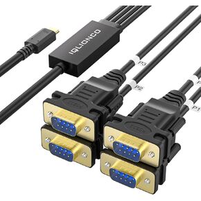 محول كابل محول تسلسلي USB إلى 2 منفذ RS232 مع شريحة FTDI، كابل تسلسلي USB إلى 2X DB9 9-Pin لنظام التشغيل Windows وLinux وMac وPOS وجهاز التوجيه (5FT) in Kuwait