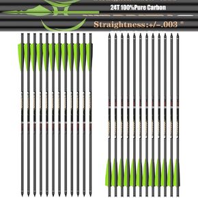 sanlida 100% Pure Carbon Crossbow Bolts, 0.001"/0.003"/0.006" Buy 12 Get 12 Free! 20/22 Inch Professional Standard Hunting Crossbolts with Removable Tips(24 pcs) in Kuwait