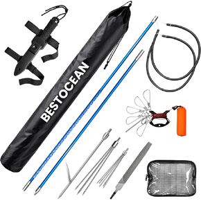 Hawaiian Sling Fishing Spear Set, Fiberglass Spearfishing Pole Spear - 2-Piece Detachable Fish Spear with Non-Slip Grip-Arpon de Pesca Submarina Kit for Beginners & Pros in Ocean Reef Coastal Waters in Saudi Arabia