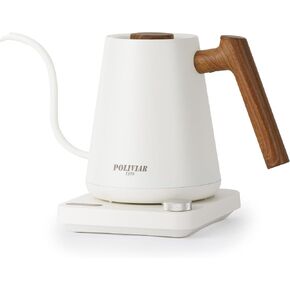 POLIVIAR Electric Gooseneck Kettle, 1350W Electric Tea Kettle Wood Pattern Handle, 34oz Pour Over Electric Kettle for Coffee & Tea, 18/8 Stainless Steel Inner, Temperature Control & Rapid Heating | 1350W, 34oz Pour Over Electric Tea Kettle for Coffee & Te in Kuwait