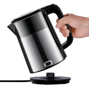 1L Small Travel Electric Kettle 1000W Portable Mini Hot Water Boiler | 304 Stainless Steel,Fast Boiling, Double Wall, Auto Shut-Off,Boil Dry Protection,Cordless 360° Base for Tea and Coffee in Saudi Arabia