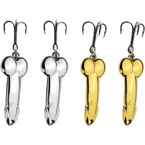 4PCS Funny Fishing Lures, Long Cast DD Jigging Baits with Treble Hooks, Silver Gold Reflective Sequins, Freshwater Saltwater Lures for Bass, Trout, Pike, Walleye, Novelty Gag Gift for Anglers Men in Saudi Arabia