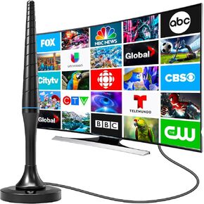 TV Antenna for Smart TV Indoor, HD Digital TV Antenna for Local Channels | 360° Full Signal Receiving with Magnetic Base, 4K HD Antenna Supports Smart & Older TVs, Easy Install with 10FT Coax Cable in Saudi Arabia