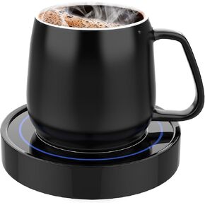Coffee Warmer with Mug Set - Electric Beverage Cup Warmer for Desk Office Home Use, Candle Warmer Heating Plate with Gravity Switch Auto Shut Off (Up to 131F/55C), 12oz (Blue Set) in Saudi Arabia