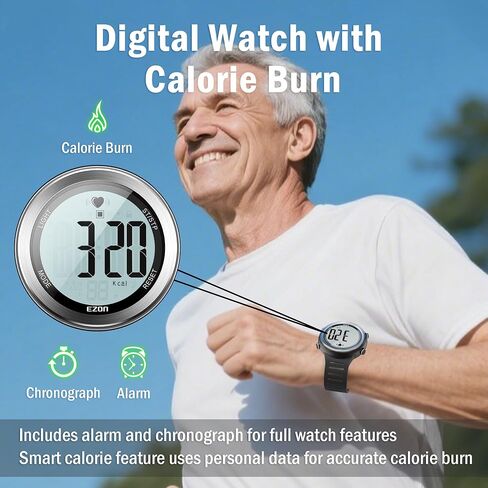 EZON Heart Rate Monitor and Chest Strap, Exercise Heart Rate Monitor, Sports Watch with HRM, Waterproof, Stopwatch, Hourly Chime T007 in Saudi Arabia