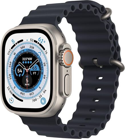Apple Watch Ultra [GPS + Cellular 49mm] Titanium Case with Midnight Ocean Band, One Size (Renewed Premium) in Kuwait