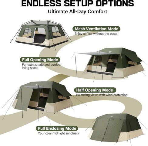 6 Person Tents for Camping Waterproof Family Cabin Tent with Full Rainfly | Setup in 60S Windproof Double Layer Large Cabin Tent, Spacious Breathable Family Camping Instant Tents with Carry Bag in Saudi Arabia