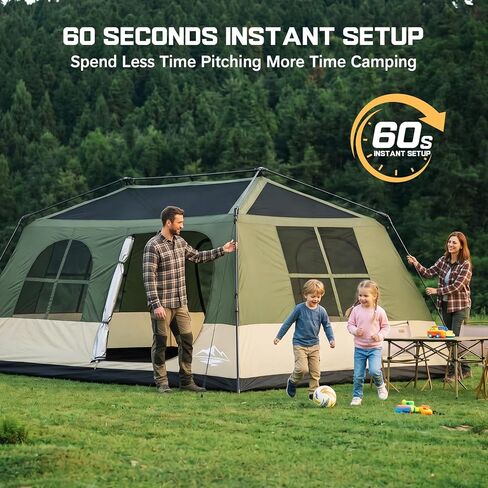 6 Person Tents for Camping Waterproof Family Cabin Tent with Full Rainfly | Setup in 60S Windproof Double Layer Large Cabin Tent, Spacious Breathable Family Camping Instant Tents with Carry Bag in Saudi Arabia