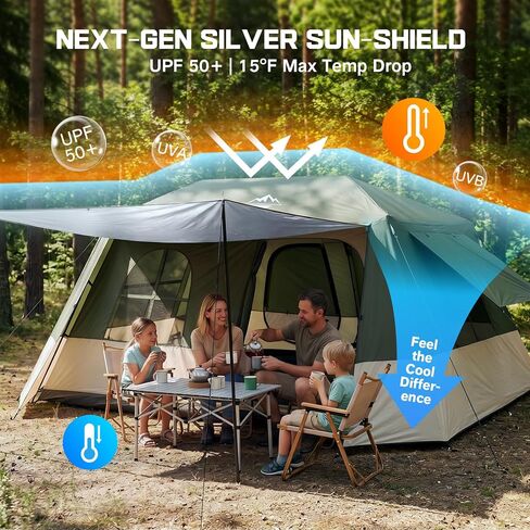 6 Person Tents for Camping Waterproof Family Cabin Tent with Full Rainfly | Setup in 60S Windproof Double Layer Large Cabin Tent, Spacious Breathable Family Camping Instant Tents with Carry Bag in Saudi Arabia