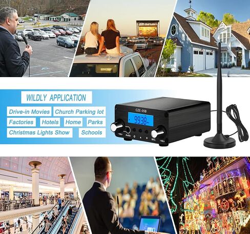 1000FT Long Range FM Transmitter Stereo Mini Radio Station for Church Drive-in Movie, Church Parking Lot, Lights Fireworks Show in Saudi Arabia