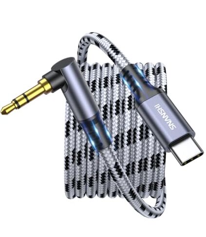 Aux to USB C Cable 3.3ft - 2-Pack 90 Degree and Straight Aux Cord to USB C | for Car, Headphones, Speakers, Compatible with iPhone 17 16 15 Pro Max, iPad, Galaxy S25 S24, Pixel,iPad in Saudi Arabia