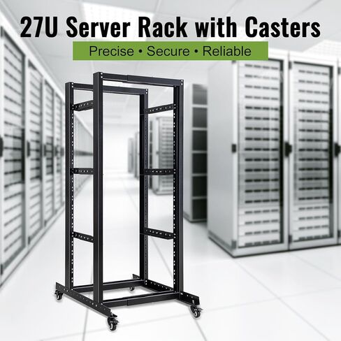 27U Server Rack, Network Rack W/Swivel Casters, Open Frame AV Rack | For Stereo/Computer/Data/IT Equipment in Saudi Arabia