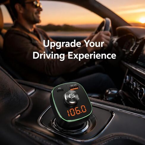 جهاز إرسال FM BC60 بلوتوث 5.3 للسيارة، PD 30W & QC 3.0 شحن سريع مزدوج، مكالمات بدون استخدام اليدين، مراقبة جهد بطارية السيارة، قابس فائق الثبات، صوت واضح للغاية in Kuwait