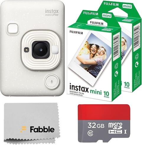 Fujifilm INSTAX Mini LiPlay Hybrid Instant Camera Bundle with 20 Sheets INSTAX Mini Film, 32GB microSD Card, USB Charging Cable, Hand Strap, Cleaning Cloth (Deep Bronze) in Kuwait