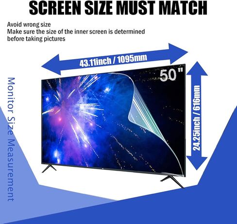 50 Inch Anti Glare tv Screen Cover, TV Screen Protector Frosted Anti Glare Film Blue Light Dustproof Scratch Filter, New Protect Your Eyes, Reduce Eye Fatigue, 50Inch (1095 * 616mm) in Saudi Arabia