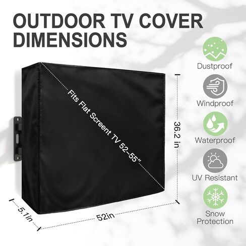 Outdoor Waterproof TV Cover – Universal 52-55 Inch Flat Screen TV Cover, 600D Durable TV Display Protector for All Seasons, Size 52''W x 36.2''H x 5.1''D in Saudi Arabia