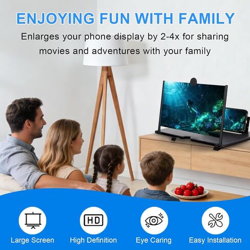 Phone Magnifier Screen, 10inch HD Mobile Screen Magnifier Version Enlarger for Movies Videos Games, Clear, Lightweight Foldable Mobile Phone Holder Compatible with All Smartphones (Black) in Saudi Arabia