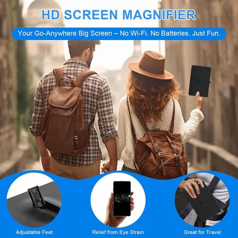 Phone Magnifier Screen, 10inch HD Mobile Screen Magnifier Version Enlarger for Movies Videos Games, Clear, Lightweight Foldable Mobile Phone Holder Compatible with All Smartphones (Black) in Saudi Arabia