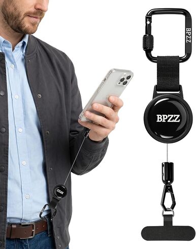 Retractable Phone Lanyard, Anti-Theft Phone Tether with Cut-Resistant Steel Cord, Cellphone Strap with Swivel Metal Buckle for Hiking Skiing Fishing Climbing and Daily Use in Saudi Arabia