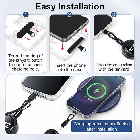 Retractable Phone Lanyard, Anti-Theft Phone Tether with Cut-Resistant Steel Cord, Cellphone Strap with Swivel Metal Buckle for Hiking Skiing Fishing Climbing and Daily Use in Saudi Arabia