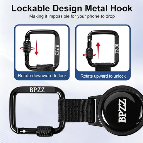 Retractable Phone Lanyard, Anti-Theft Phone Tether with Cut-Resistant Steel Cord, Cellphone Strap with Swivel Metal Buckle for Hiking Skiing Fishing Climbing and Daily Use in Saudi Arabia
