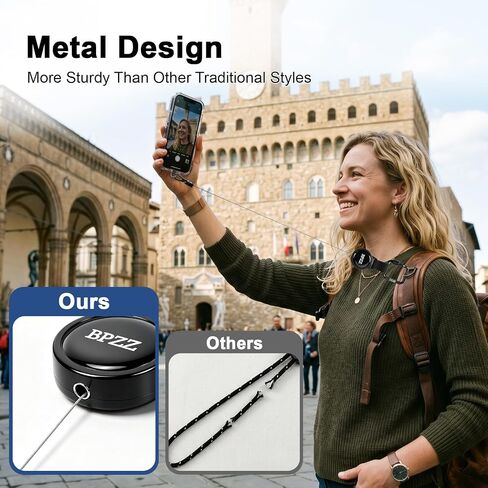 Retractable Phone Lanyard, Anti-Theft Phone Tether with Cut-Resistant Steel Cord, Cellphone Strap with Swivel Metal Buckle for Hiking Skiing Fishing Climbing and Daily Use in Saudi Arabia