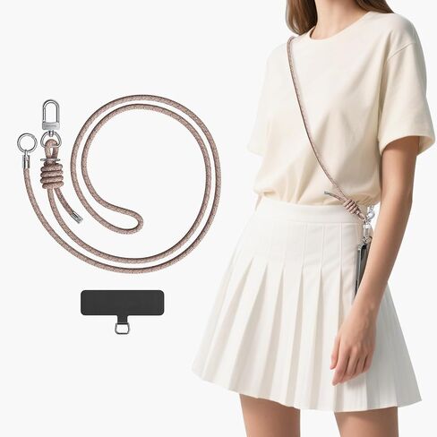 Adjustable Anti-Theft Phone Lanyard Crossbody with 2 Tabs, 14-29.1“ Slim Strap for iPhone & Samsung, Premium Metal Buckle & Skin-Friendly Rope, Multi-Color for Travel & Daily Fashion (C-Pink) in Saudi Arabia