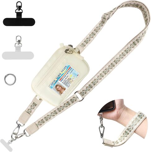 FUVLIFE Clip and Go Strap for Phone with Wallet Crossbody Lanyard (Black) | Adjustable Cell Phone Lanyard Crossbody with pouch for Women Men Teacher, Detachable RFID Wristlet Wallet for Travel Cruise in Saudi Arabia