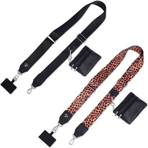 2pcs Clip and Go Strap for Phone with Wallet Crossbody Strap with Pouch | Multifuctional Cell Phone Lanyard Crossbody for Teacher, Adjustable Phone Strap Ranging from 40" to 60" in Saudi Arabia
