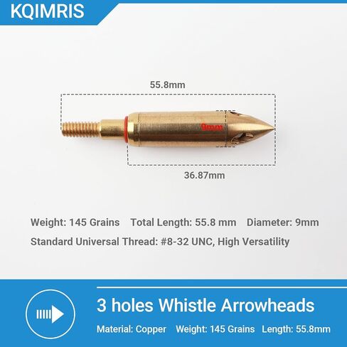 Archery Copper Whistling Arrowheads, 145 Grains Signal Arrow Tips | 3 Holes Whistle Broadheads for Compound Bow and Recurve Bow Arrows in Saudi Arabia