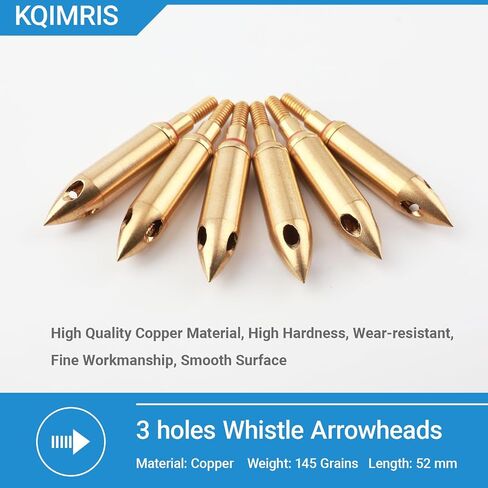 Archery Copper Whistling Arrowheads, 145 Grains Signal Arrow Tips | 3 Holes Whistle Broadheads for Compound Bow and Recurve Bow Arrows in Saudi Arabia