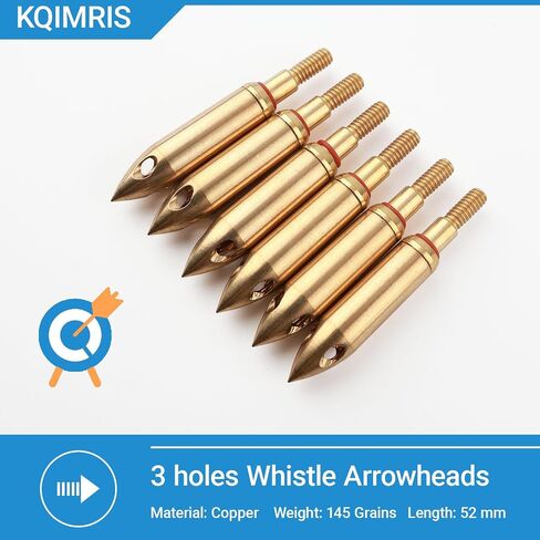 Archery Copper Whistling Arrowheads, 145 Grains Signal Arrow Tips | 3 Holes Whistle Broadheads for Compound Bow and Recurve Bow Arrows in Saudi Arabia
