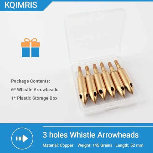 Archery Copper Whistling Arrowheads, 145 Grains Signal Arrow Tips | 3 Holes Whistle Broadheads for Compound Bow and Recurve Bow Arrows in Saudi Arabia