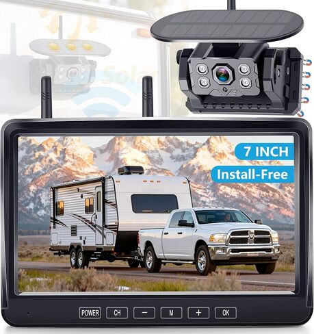 Magnetic RV Backup Camera Wireless Clear Picture: Install-Free Super Strong | Magnet Stays Firm on Roads & Scratch Proof Stable Signal No-Lag for Trailer Camper Solar 7'' Recording Monitor System in Saudi Arabia