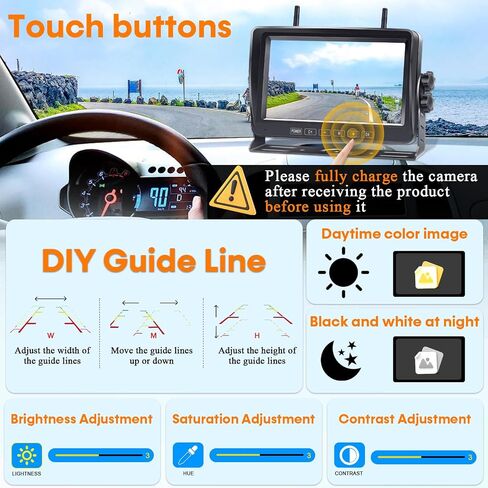 Magnetic RV Backup Camera Wireless Clear Picture: Install-Free Super Strong | Magnet Stays Firm on Roads & Scratch Proof Stable Signal No-Lag for Trailer Camper Solar 7'' Recording Monitor System in Saudi Arabia