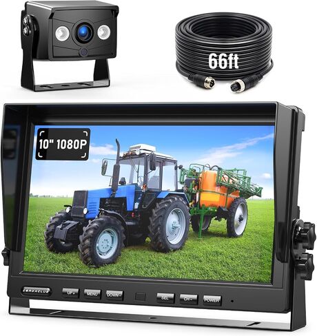 ZEROXCLUB 7" 1080P Wired Rear View Backup Camera System, Dual Split Screen IP69K Waterproof Reverse Camera, Vibration-Proof 10G for Tractor, Truck, Trailer, Combine, Heavy Equipment, BH701 in Kuwait