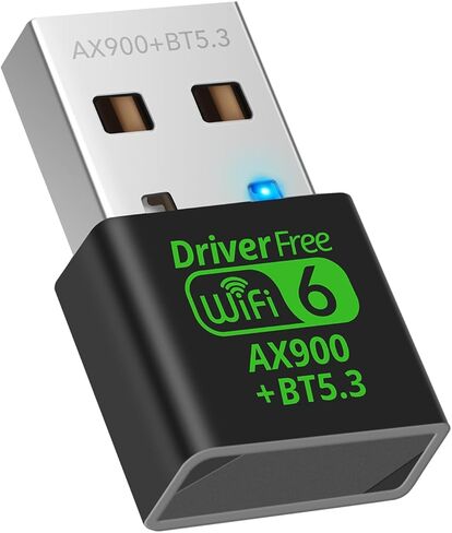 2-in-1 USB WiFi 6 Bluetooth 5.3 Adapter for PC/Laptop – 900Mbps | 4dBi Antenna–Dual Band 5G/2.4GHz – Built-in Driver – for PC/Laptop/Desktop – Windows 10/11 Compatible in Saudi Arabia