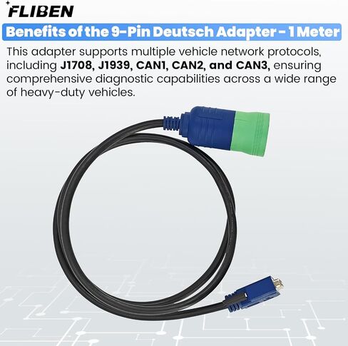 493128 9-Pin Deutsch Adapter Fits for USB-Link 2 & 3 J1708 J1939,1-Meter | For CAN1 CAN2 CAN3 Heavy Duty Vehicles,3 Rows NQ493128 in Saudi Arabia