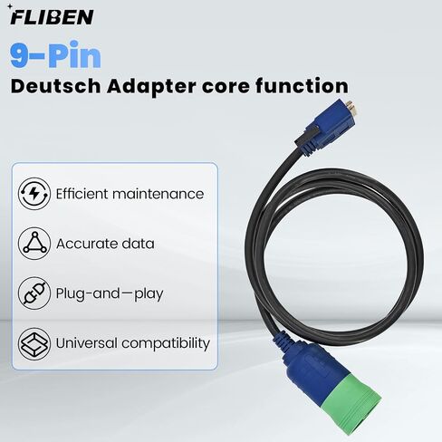 493128 9-Pin Deutsch Adapter Fits for USB-Link 2 & 3 J1708 J1939,1-Meter | For CAN1 CAN2 CAN3 Heavy Duty Vehicles,3 Rows NQ493128 in Saudi Arabia