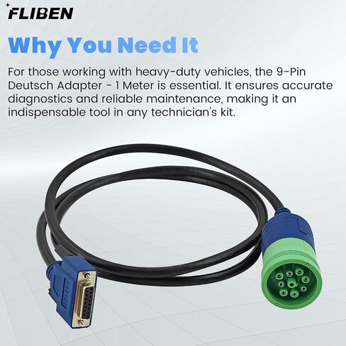 493128 9-Pin Deutsch Adapter Fits for USB-Link 2 & 3 J1708 J1939,1-Meter | For CAN1 CAN2 CAN3 Heavy Duty Vehicles,3 Rows NQ493128 in Saudi Arabia