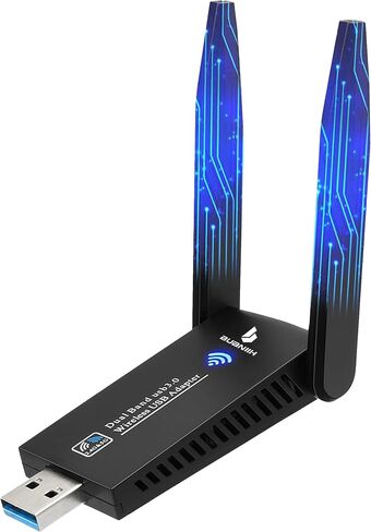 USB WiFi Adapter for Desktop PC, 1800Mbps Dual Band Wireless Network Dongle | Dual 5dBi Antennas High Gain, 802.11AX, Supports Win 7/8/8.1/10/11, Stable Transmission, Smoother Online Videos & Games in Saudi Arabia