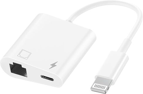 MFi Certified 2 in 1 Lightning to RJ45 Ethernet LAN Network Adapter with Charge Port Compatible with iPhone/iPad/iPod Models, Supports 100Mbps,Plug and Play Ethernet Network in Saudi Arabia