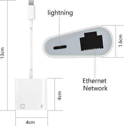 MFi Certified 2 in 1 Lightning to RJ45 Ethernet LAN Network Adapter with Charge Port Compatible with iPhone/iPad/iPod Models, Supports 100Mbps,Plug and Play Ethernet Network in Saudi Arabia