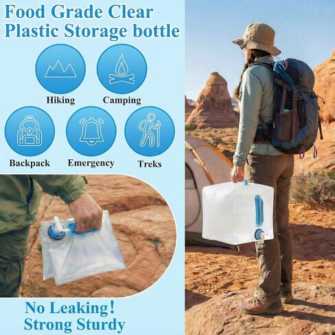 4 Pack 5.3Gal Collapsible Water Containers with Spigot | Labor-Saving Dual Handles, BPA Free Canteen, Portable & Foldable for Outdoor Hiking, Camping, Emergency in Saudi Arabia