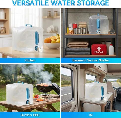 4 Pack 5.3Gal Collapsible Water Containers with Spigot | Labor-Saving Dual Handles, BPA Free Canteen, Portable & Foldable for Outdoor Hiking, Camping, Emergency in Saudi Arabia