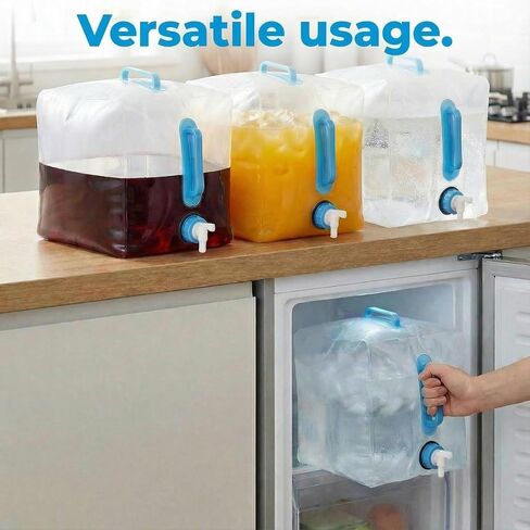 4 Pack 5.3Gal Collapsible Water Containers with Spigot | Labor-Saving Dual Handles, BPA Free Canteen, Portable & Foldable for Outdoor Hiking, Camping, Emergency in Saudi Arabia