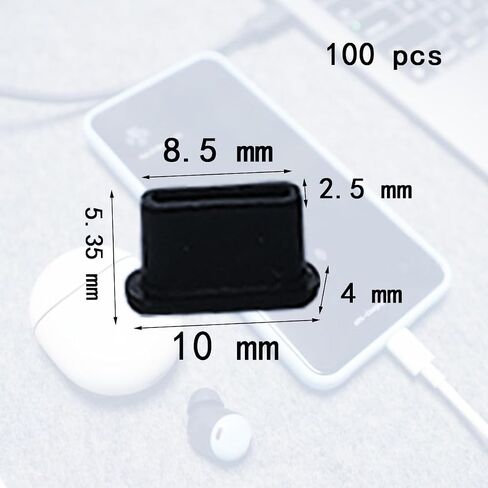 100 Pack Silicone USB C Dust Plug, Phone Plugs for Charging Port | Port Protector Cap for Cell Phone, Charger Jack Cover for Most Smartphones in Saudi Arabia